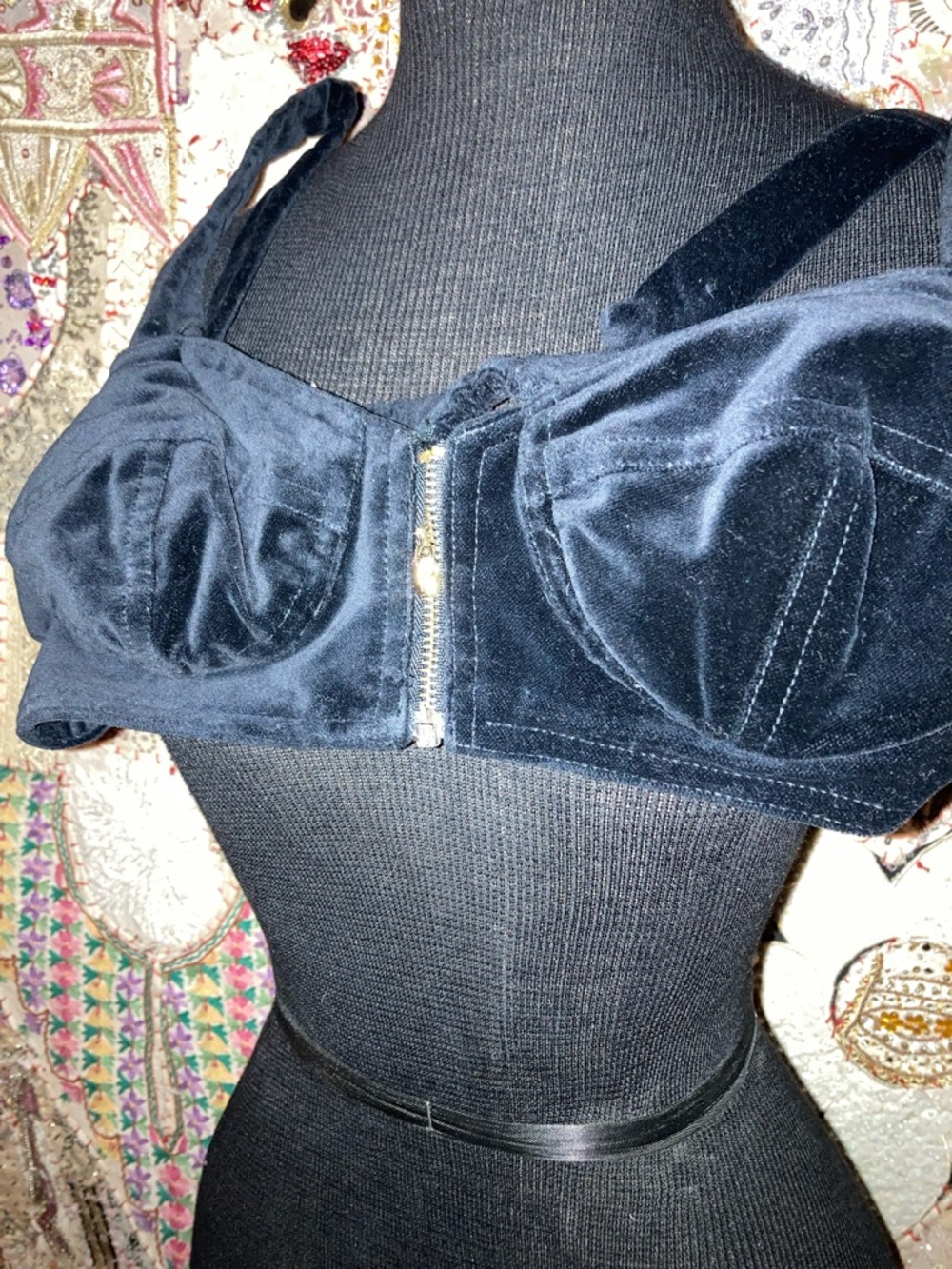 Guess Navy Velvet Choker Top